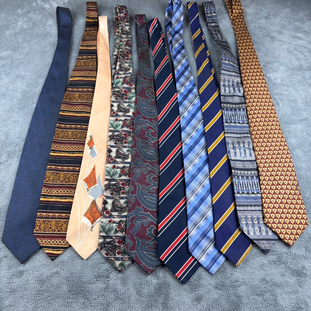 Mens Designer Vintage Necktie Lot 10pc Oscar de la Renta Van Heusen Wembley MMA